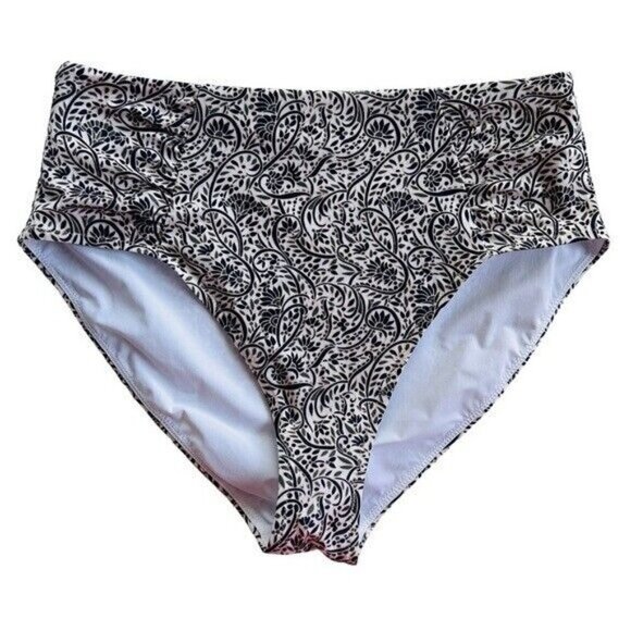 NWOT Athleta Aqualuxe Batik High Rise Swim Bottom L Shirred Hip Medium Coverage - Picture 7 of 7